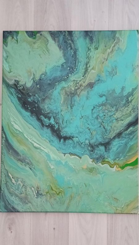 Akryl maleri Grøn 2 af J. Hansen malet i 2025