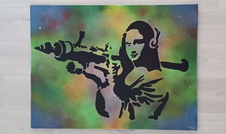 Blandede medier maleri Shooter af J. Hansen malet i 2025