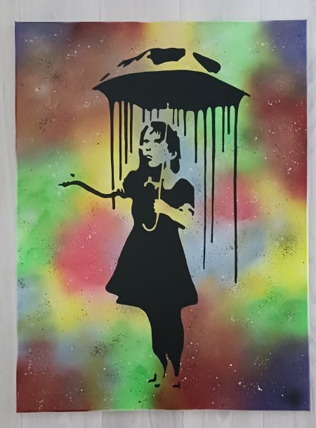 Blandede medier maleri Rain af J. Hansen malet i 2025