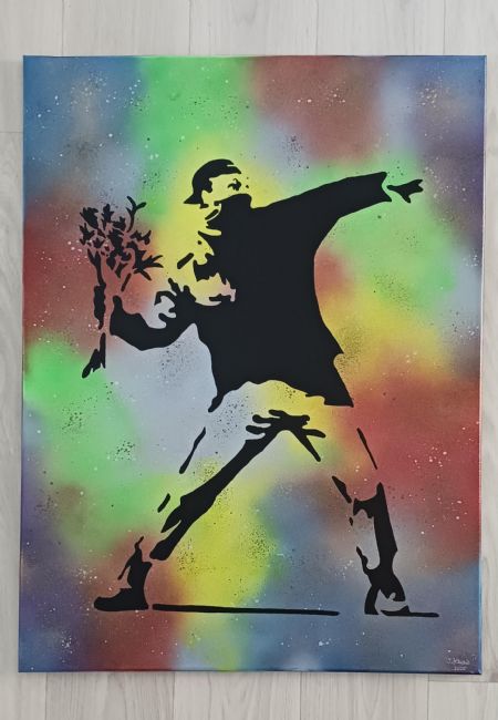 Blandede medier maleri Flowers af J. Hansen malet i 2025