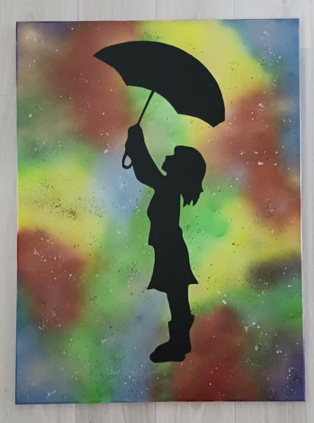 Blandede medier maleri Umbrella af J. Hansen malet i 2025