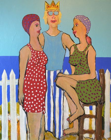 Akryl maleri Store badedag. af Henrik Diget Thomsen malet i 2025