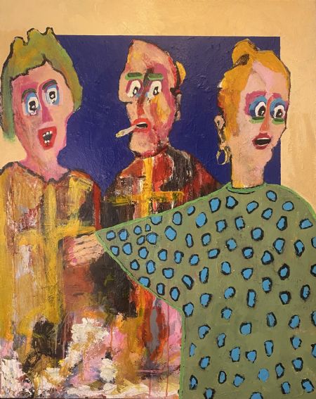 Akryl maleri Kirkens magt. af Henrik Diget Thomsen malet i 2025