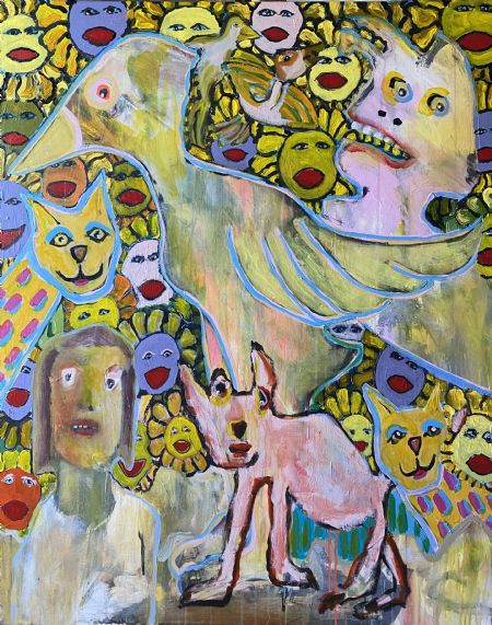 Akryl maleri Flower power. af Henrik Diget Thomsen malet i 2025