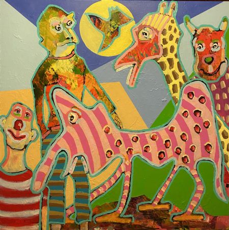 Akryl maleri Visit from space. af Henrik Diget Thomsen malet i 2025