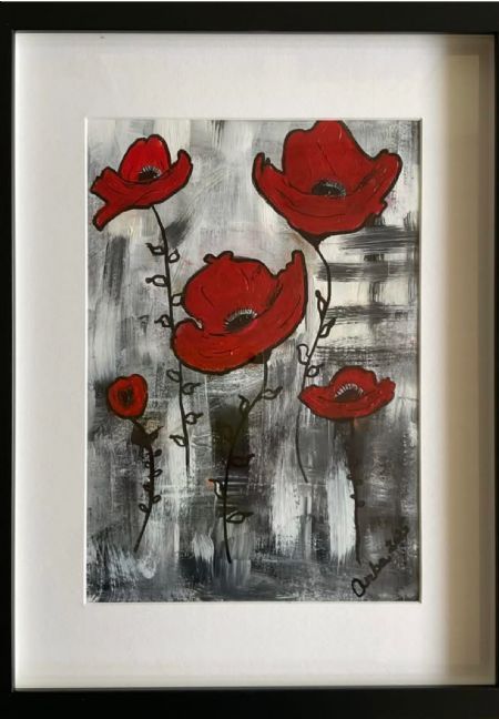 Akryl maleri “Poppy Power” af Anette Bangsgaard malet i 2025