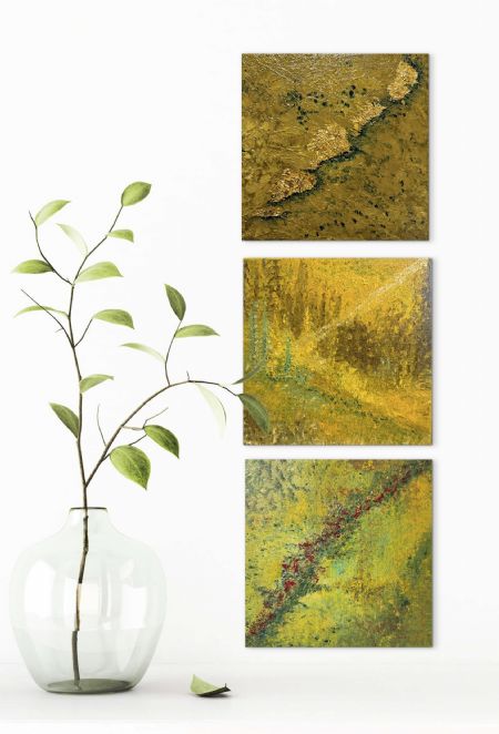 Akryl maleri Different Strokes 1-3 af Anette Thorup Hansen (ATH) malet i 2025