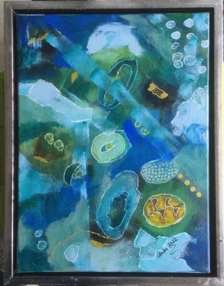 Akryl maleri Nr 230 af Anette Bangsgaard malet i 2022