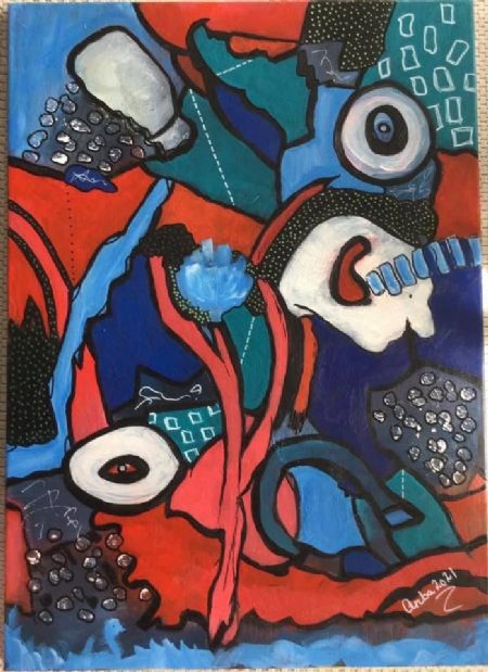 Akryl maleri Nr 208 af Anette Bangsgaard malet i 2021