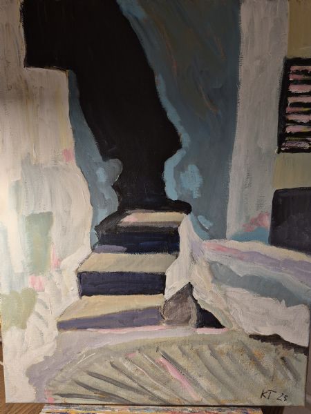 Akryl maleri Gade billede fra Competa af KTJ malet i 2024