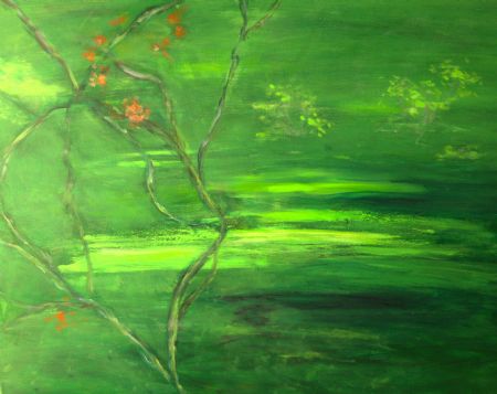 Akryl maleri 'Northern Lights' af Aase Lind malet i 