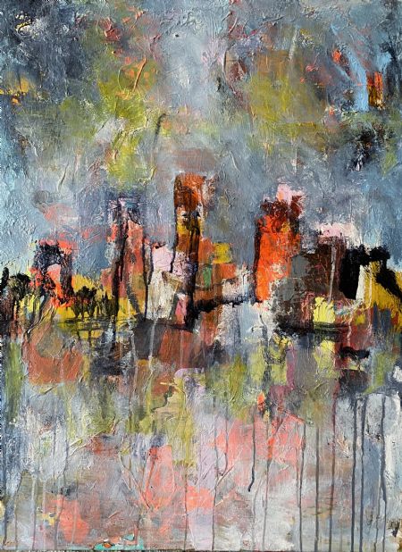 Akryl maleri New York af Henrik Diget Thomsen malet i 2024