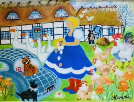 Akryl maleri Irmas farvel af Hannelore Rossenell malet i 2023