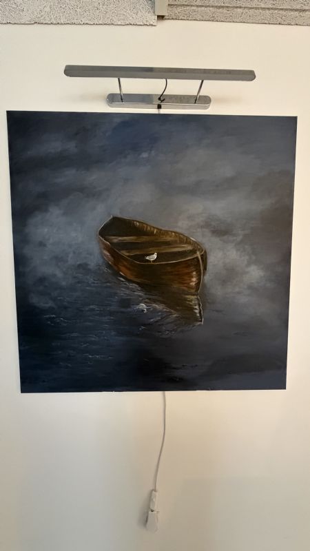 Akryl maleri Fugl på kanten af Morbus malet i 2025