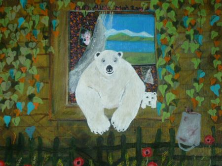 Akryl maleri Nyt hjem af Hannelore Rossenell malet i 2025