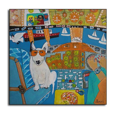 Akryl maleri Holger i luften af Hannelore Rossenell malet i 2024