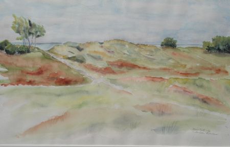 Akvarel maleri Ved Diget - Marielyst af Bendette Hydeskov malet i 1998