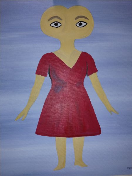 Akryl maleri Miss Genius af Halla Muzayen malet i 2025