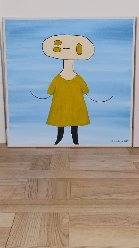 Akryl maleri Miss Confused af Halla Muzayen malet i 2025