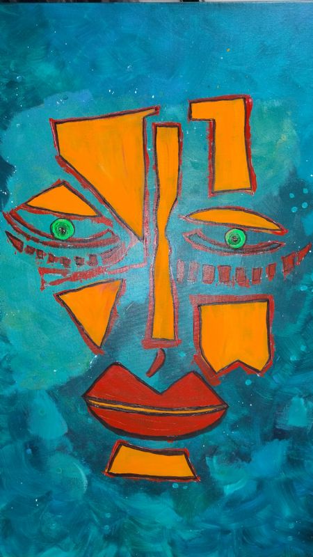 Akryl maleri De grønne øjne af Halla Muzayen malet i 2025