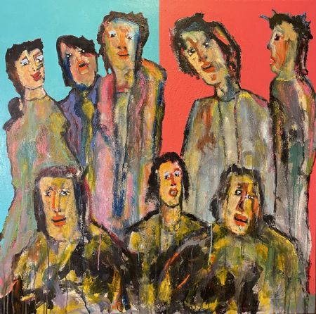 Akryl maleri Her er vi..... af Henrik Diget Thomsen malet i 2025