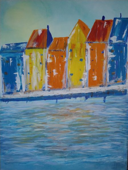 Akryl maleri Nyhavn af Halla Muzayen malet i 2025