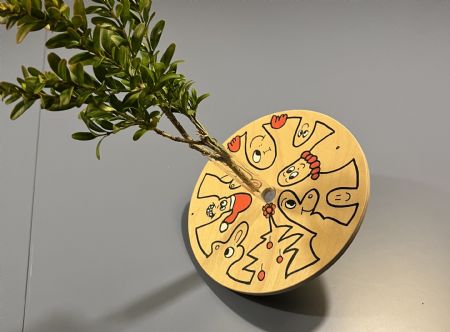 Akryl maleri Jule HOBLER #2 (vase) af Helle Olesen malet i 