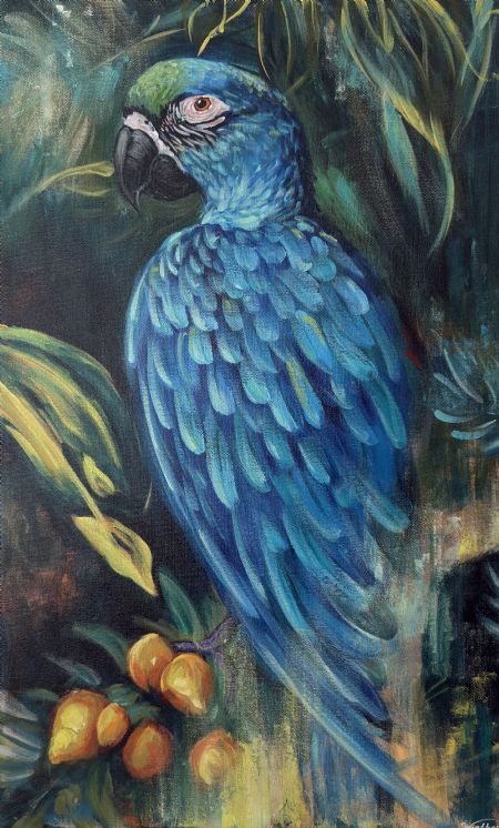 Akryl maleri Silent Watcher af Tilde Winther malet i 2025