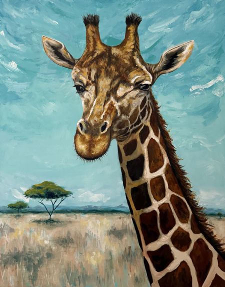 Akryl maleri Gaze of the Savanna af Tilde Winther malet i 2025