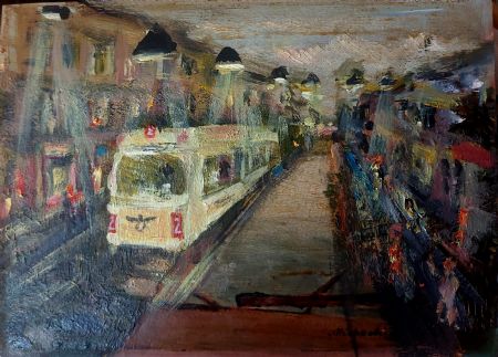 Akryl maleri linje 2 af Bruun Falck malet i 2025