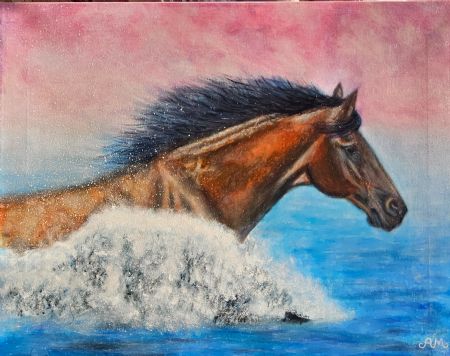 Olie maleri Frihedens Bølge af Anna Maria Olsen malet i 2025