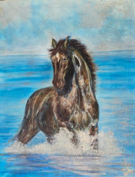 Olie maleri Mørkets Vinger af Anna Maria Olsen malet i 2025