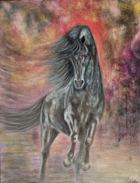 Olie maleri Skyggernes Styrke af Anna Maria Olsen malet i 2025