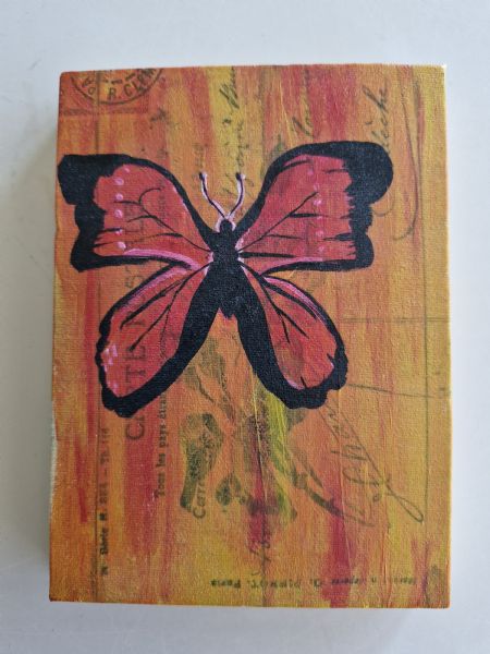 Akryl maleri Lille sommerfugl af Art by Dyrskov malet i 2023