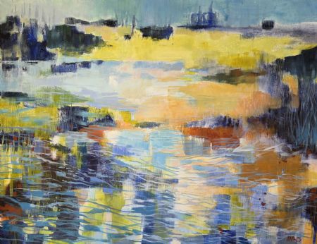 Akryl maleri Ved vandet X af Alicja Pedersen malet i 2025