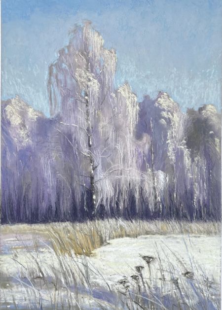 Blandede medier maleri Frossen skov af Galina Landbo malet i 