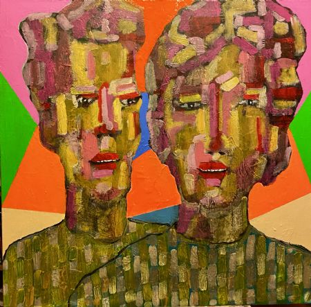 Akryl maleri Dobbeltpotræt. af Henrik Diget Thomsen malet i 2025