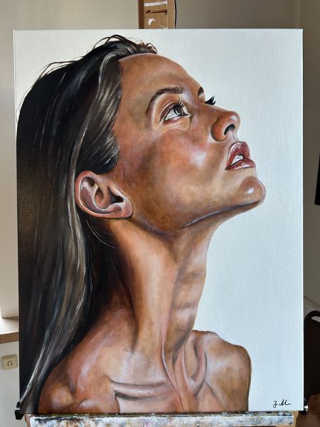 Olie maleri Up there af Jan Andersen malet i 2025