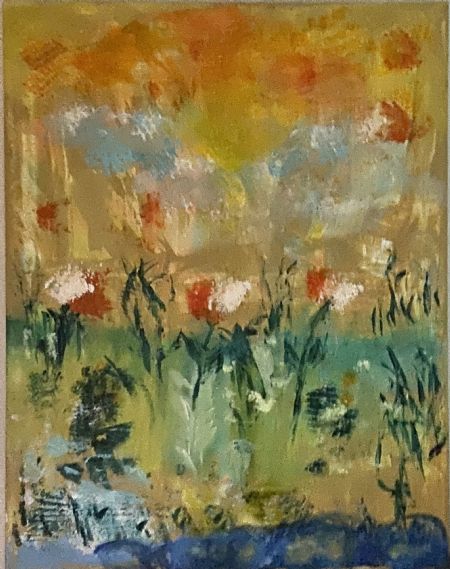 Akryl maleri Smukke blomster i november af Lisbeth Ancher malet i 2023