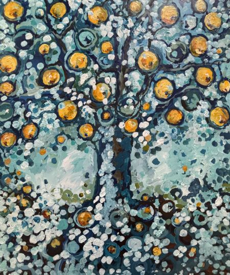 Akryl maleri Candle Apples af Helene Ehrhardt malet i 2025