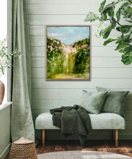 Akryl maleri Where the flowers dream af Karina Døj malet i 2025