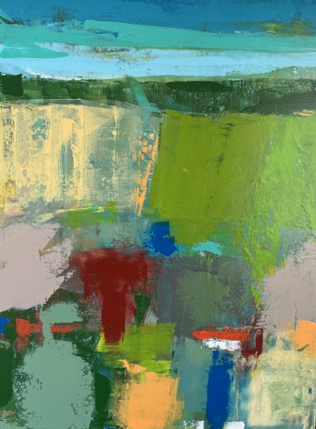 Akryl maleri Rødt hus af Jørgen Jungersted malet i 2025