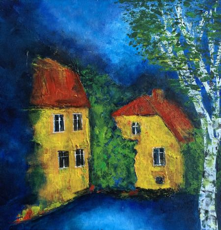 Akryl maleri Frederiksdal af Gudrun Anette Andersen malet i 2025