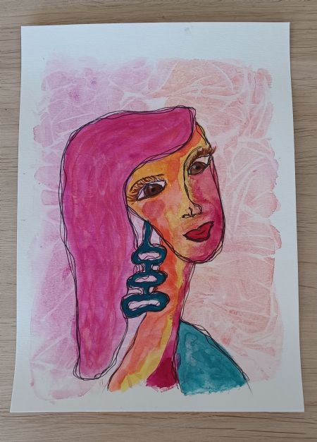 Akvarel maleri Håbefuld single af Annette Møller malet i 2025