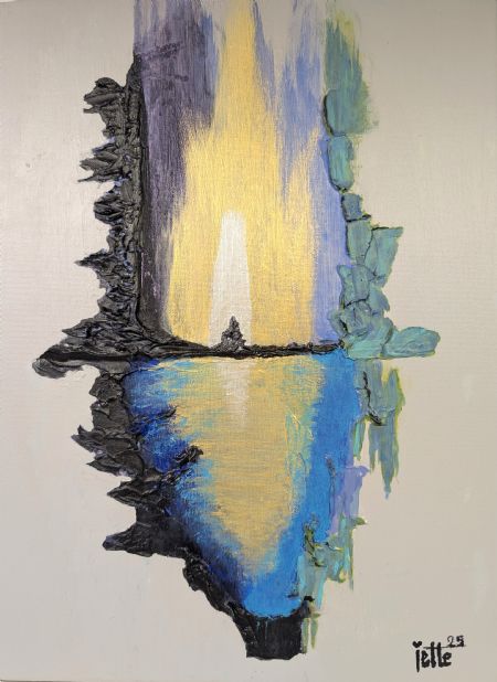 Akryl maleri PORTEN TIL LYSET af Jette Tette Nielsen malet i 2025