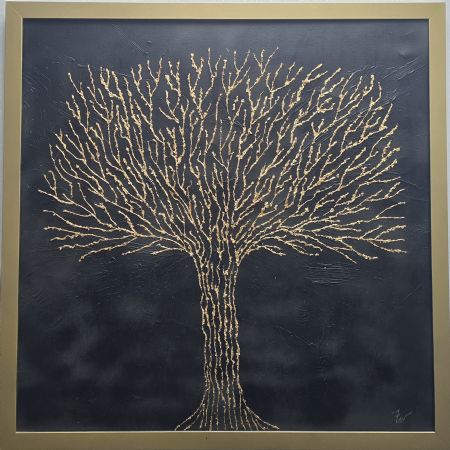 Blandede medier maleri The Golden Tree af Zala A malet i 2021