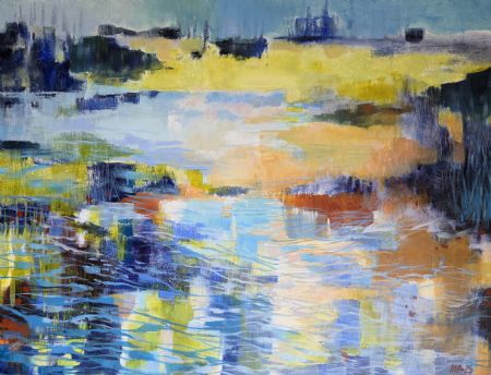 Akryl maleri Ved vandet X af Alicja Pedersen malet i 2025