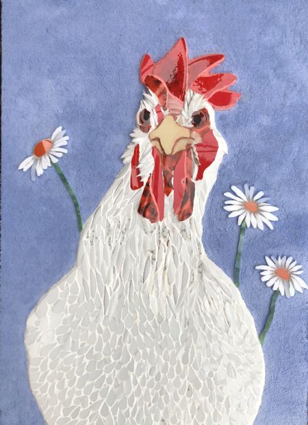  maleri Blomsterhønen af Anne Bjørkmann malet i 2025