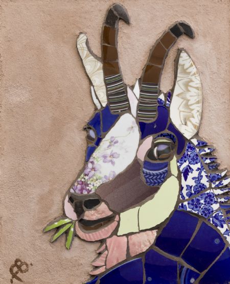  maleri En glad ged af Anne Bjørkmann malet i 2024