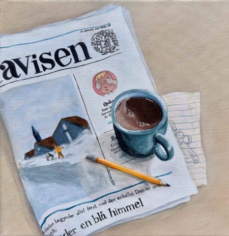 Akryl maleri Under en blå himmel af Sisse Borg malet i 2025